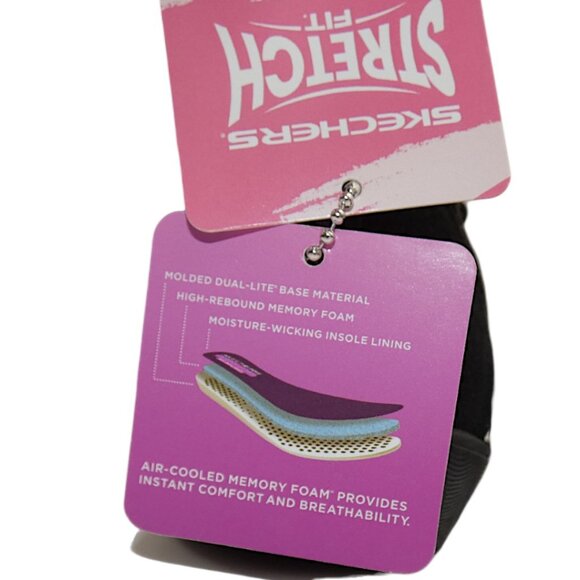 Skechers Black Knit Stretch Fit Slip On Sneakers 8.5 Memory Foam Athleisure - Picture 9 of 11